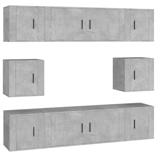 8 Piece TV Cabinet Set Concrete Grey Engineered Wood 8 Piece TV Cabinet Set Concrete Grey Engineered Wood