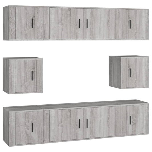 8 Piece TV Cabinet Set Grey Sonoma Engineered Wood 8 Piece TV Cabinet Set Grey Sonoma Engineered Wood