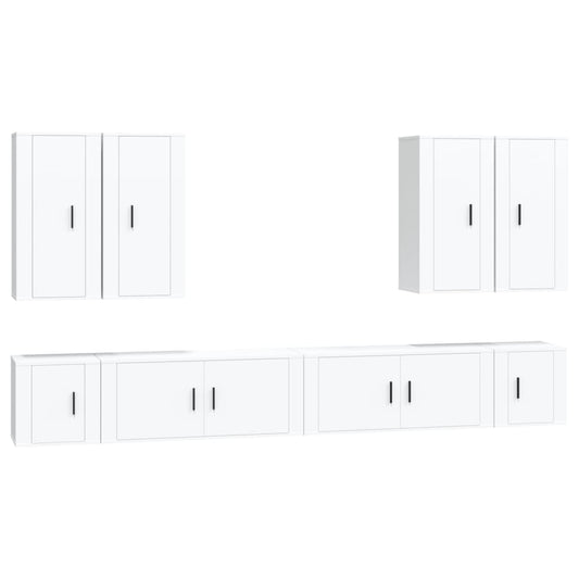 8 Piece TV Cabinet Set White Engineered Wood 8 Piece TV Cabinet Set White Engineered Wood