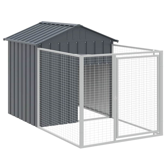 Dog House with Run Anthracite 117x201x123 cm Galvanised Steel Dog House with Run Anthracite 117x201x123 cm Galvanised Steel