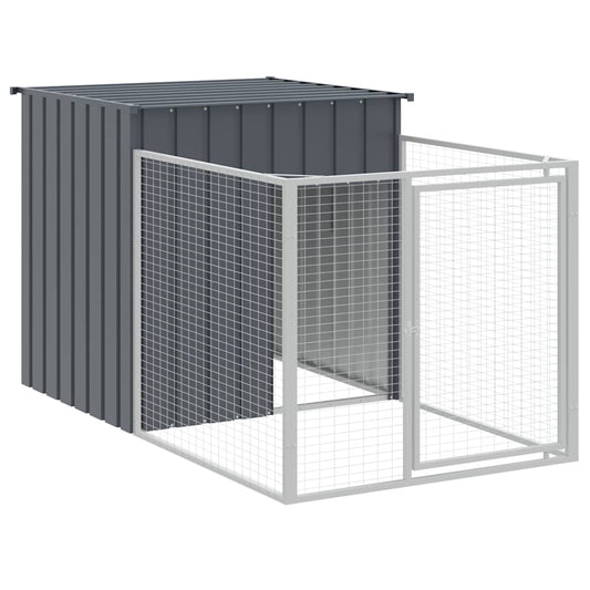 Dog House with Run Anthracite 110x201x110 cm Galvanised Steel Dog House with Run Anthracite 110x201x110 cm Galvanised Steel