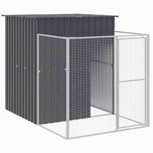 Dog House with Run Anthracite 165x251x181 cm Galvanised Steel Dog House with Run Anthracite 165x251x181 cm Galvanised Steel