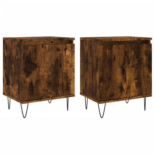 Bedside Cabinets 2 pcs Smoked Oak 40x30x50 cm Engineered Wood Bedside Cabinets 2 pcs Smoked Oak 40x30x50 cm Engineered Wood