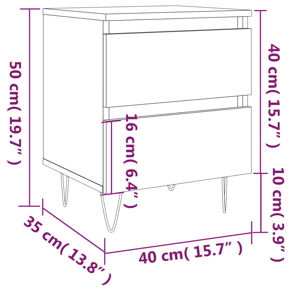 Bedside Cabinet White 40x35x50 cm Engineered Wood