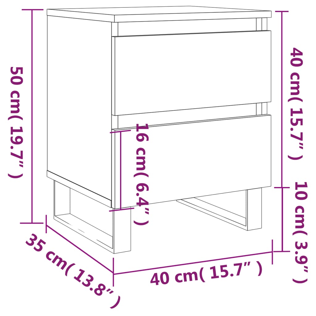 Bedside Cabinet Concrete Grey 40x35x50 cm Engineered Wood
