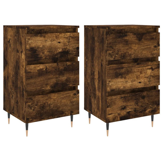 Bedside Cabinets 2 pcs Smoked Oak 40x35x69 cm Engineered Wood Bedside Cabinets 2 pcs Smoked Oak 40x35x69 cm Engineered Wood