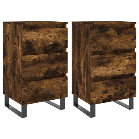 Bedside Cabinets 2 pcs Smoked Oak 40x35x69 cm Engineered Wood Bedside Cabinets 2 pcs Smoked Oak 40x35x69 cm Engineered Wood
