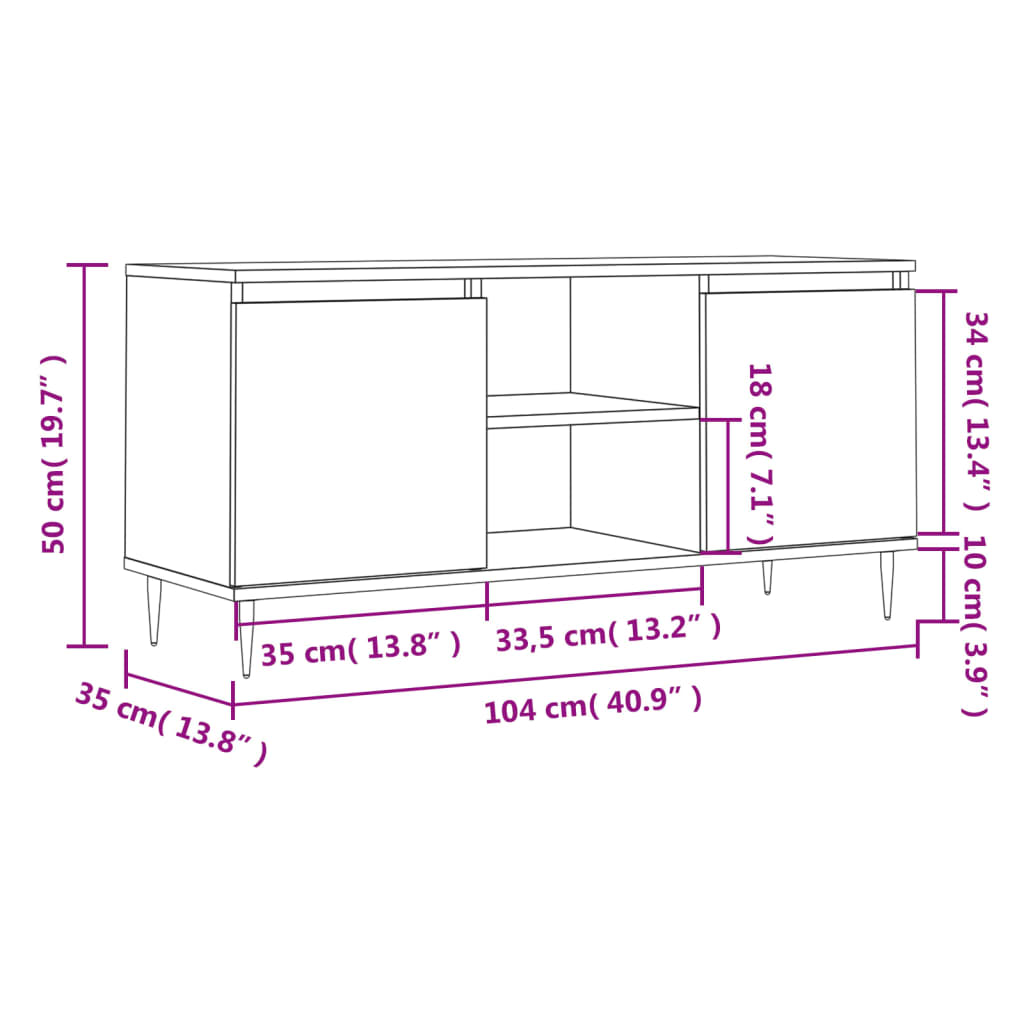 TV Cabinet Grey Sonoma 104x35x50 cm Engineered Wood
