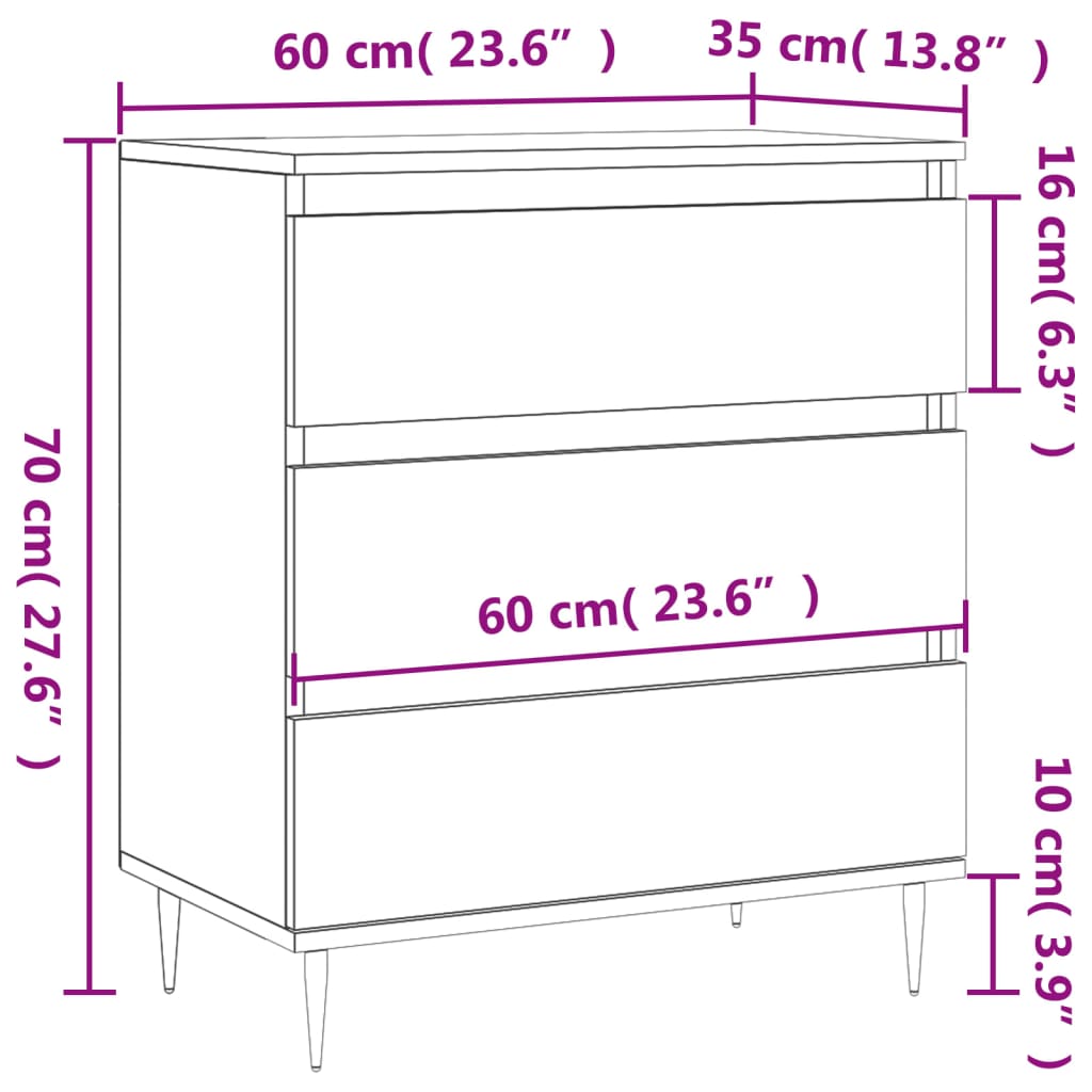 Sideboard Sonoma Oak 60x35x70 cm Engineered Wood