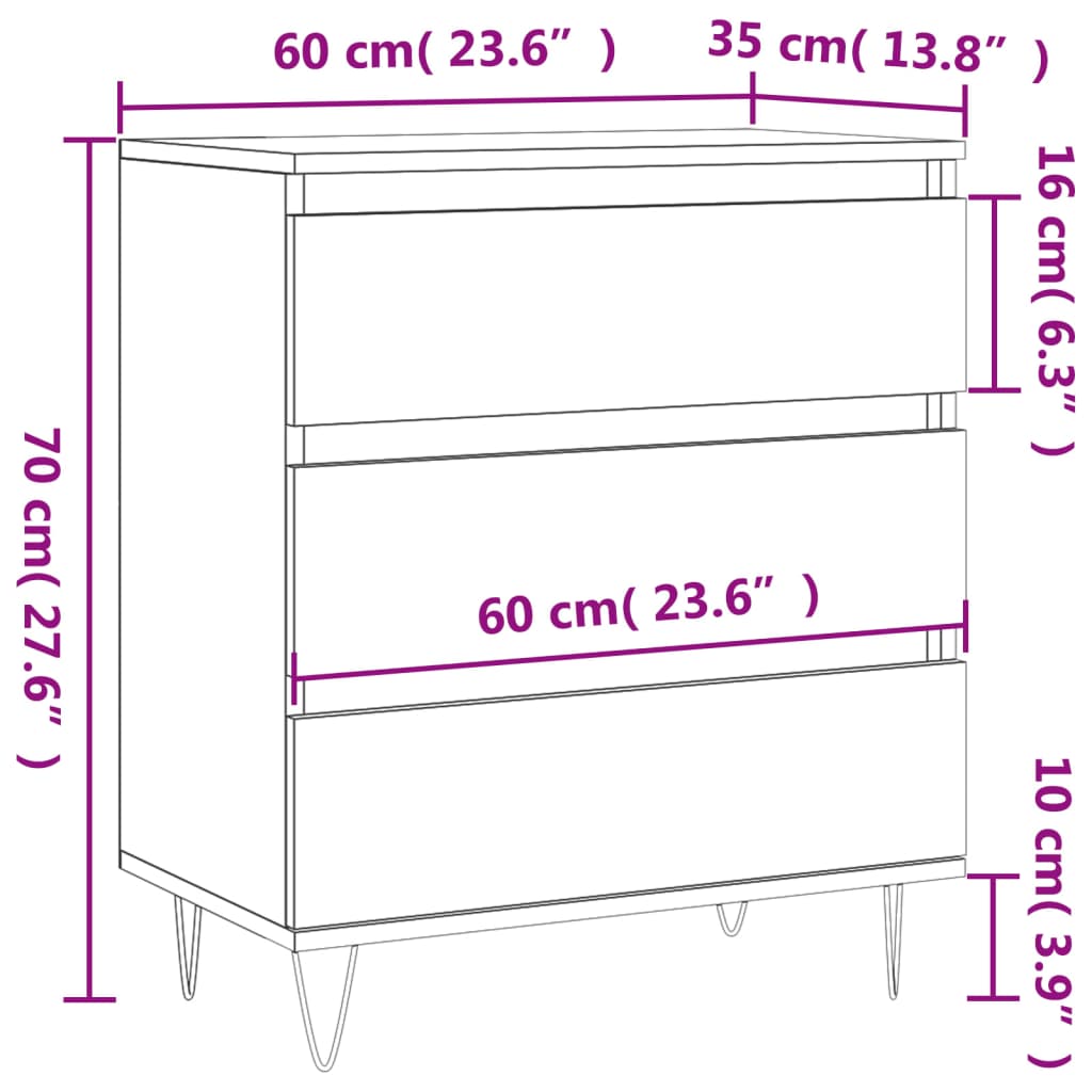 Sideboard White 60x35x70 cm Engineered Wood