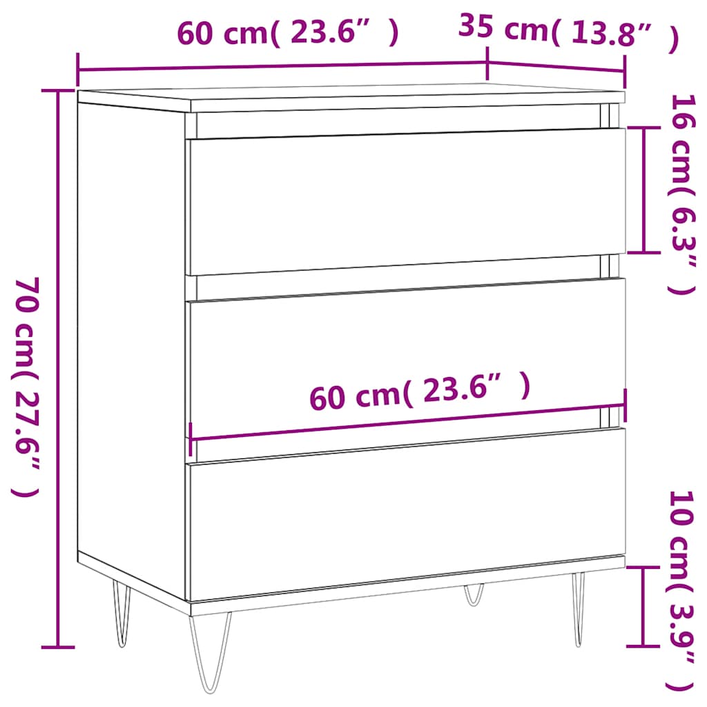 Sideboard White 60x35x70 cm Engineered Wood