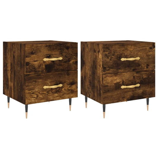 Bedside Cabinets 2 pcs Smoked Oak 40x35x47,5 cm Engineered Wood Bedside Cabinets 2 pcs Smoked Oak 40x35x47,5 cm Engineered Wood