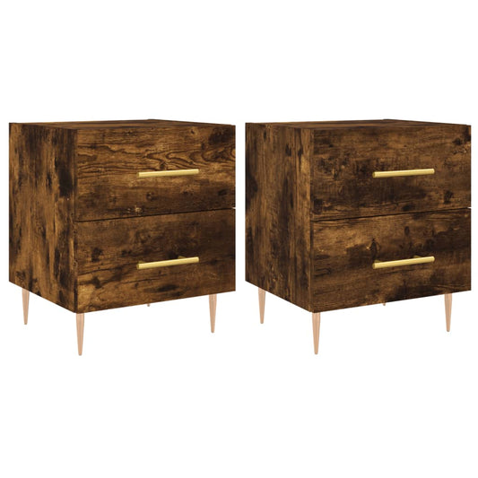 Bedside Cabinets 2 pcs Smoked Oak 40x35x47,5 cm Engineered Wood Bedside Cabinets 2 pcs Smoked Oak 40x35x47,5 cm Engineered Wood