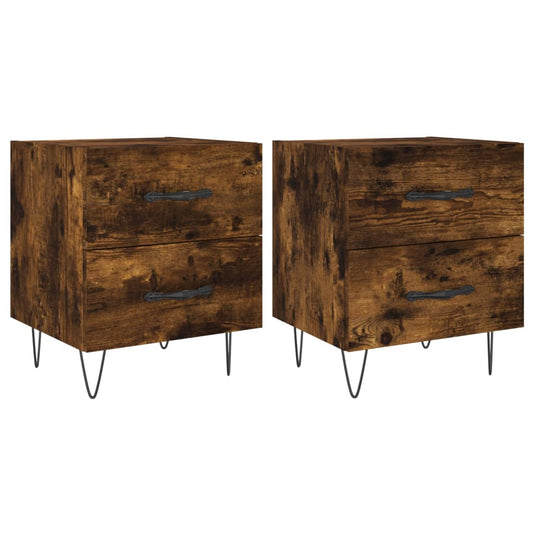 Bedside Cabinets 2 pcs Smoked Oak 40x35x47,5 cm Engineered Wood Bedside Cabinets 2 pcs Smoked Oak 40x35x47,5 cm Engineered Wood