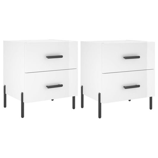 Bedside Cabinets 2 pcs High Gloss White 40x35x47.5 cm Engineered Wood Bedside Cabinets 2 pcs High Gloss White 40x35x47.5 cm Engineered Wood