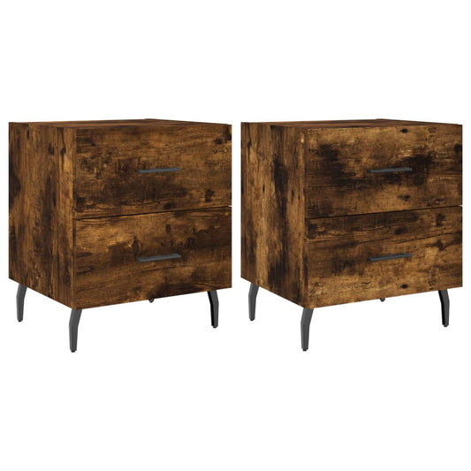 Bedside Cabinets 2 pcs Smoked Oak 40x35x47.5 cm Engineered Wood Bedside Cabinets 2 pcs Smoked Oak 40x35x47.5 cm Engineered Wood