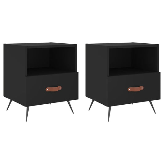 Bedside Cabinets 2 pcs Black 40x35x47.5 cm Engineered Wood Bedside Cabinets 2 pcs Black 40x35x47.5 cm Engineered Wood