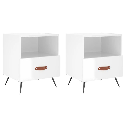 Bedside Cabinets 2 pcs High Gloss White 40x35x47.5 cm Engineered Wood Bedside Cabinets 2 pcs High Gloss White 40x35x47.5 cm Engineered Wood