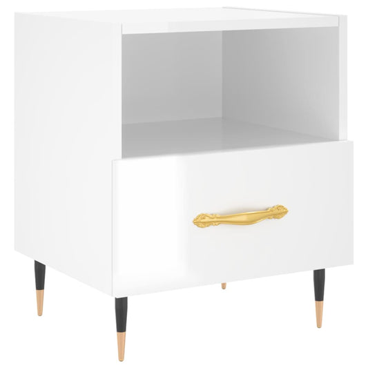 Bedside Cabinet High Gloss White 40x35x47.5 cm Engineered Wood Bedside Cabinet High Gloss White 40x35x47.5 cm Engineered Wood