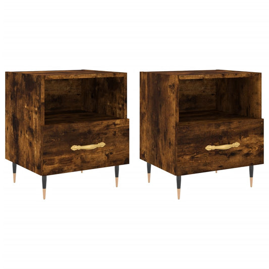 Bedside Cabinets 2 pcs Smoked Oak 40x35x47.5 cm Engineered Wood Bedside Cabinets 2 pcs Smoked Oak 40x35x47.5 cm Engineered Wood