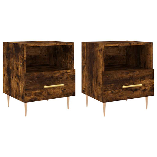 Bedside Cabinets 2 pcs Smoked Oak 40x35x47,5 cm Engineered Wood Bedside Cabinets 2 pcs Smoked Oak 40x35x47,5 cm Engineered Wood