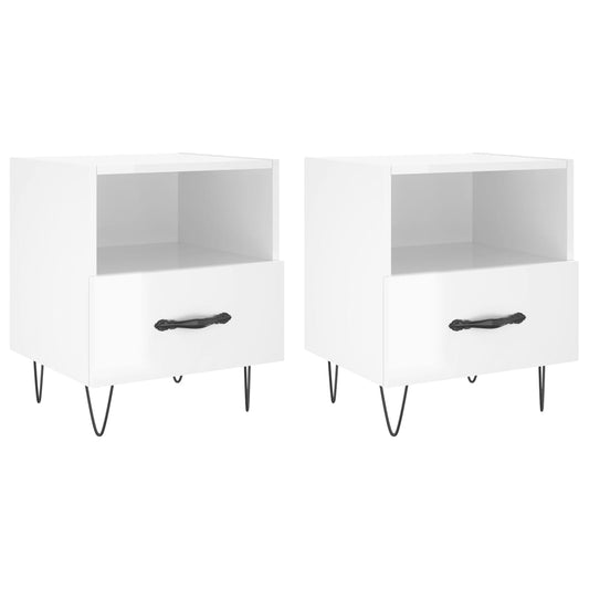 Bedside Cabinets 2 pcs High Gloss White 40x35x47.5 cm Engineered Wood Bedside Cabinets 2 pcs High Gloss White 40x35x47.5 cm Engineered Wood