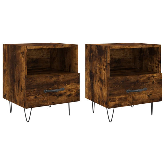 Bedside Cabinets 2 pcs Smoked Oak 40x35x47.5 cm Engineered Wood Bedside Cabinets 2 pcs Smoked Oak 40x35x47.5 cm Engineered Wood