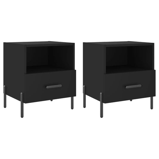 Bedside Cabinets 2 pcs Black 40x35x47,5 cm Engineered Wood Bedside Cabinets 2 pcs Black 40x35x47,5 cm Engineered Wood