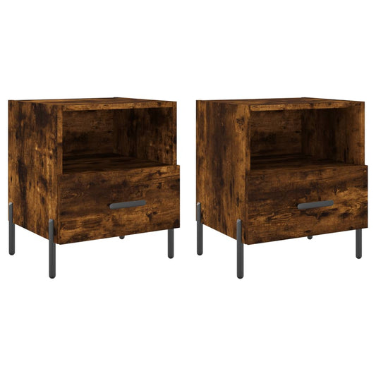 Bedside Cabinets 2 pcs Smoked Oak 40x35x47.5 cm Engineered Wood Bedside Cabinets 2 pcs Smoked Oak 40x35x47.5 cm Engineered Wood
