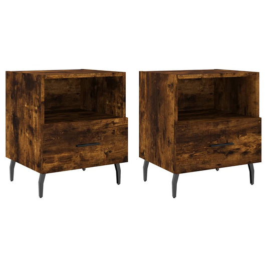 Bedside Cabinets 2 pcs Smoked Oak 40x35x47.5 cm Engineered Wood Bedside Cabinets 2 pcs Smoked Oak 40x35x47.5 cm Engineered Wood