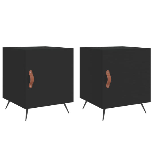 Bedside Cabinets 2 pcs Black 40x40x50 cm Engineered Wood Bedside Cabinets 2 pcs Black 40x40x50 cm Engineered Wood