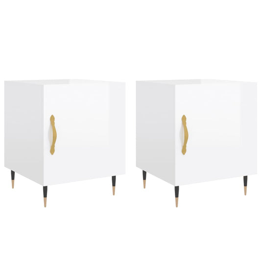 Bedside Cabinets 2 pcs High Gloss White 40x40x50 cm Engineered Wood Bedside Cabinets 2 pcs High Gloss White 40x40x50 cm Engineered Wood