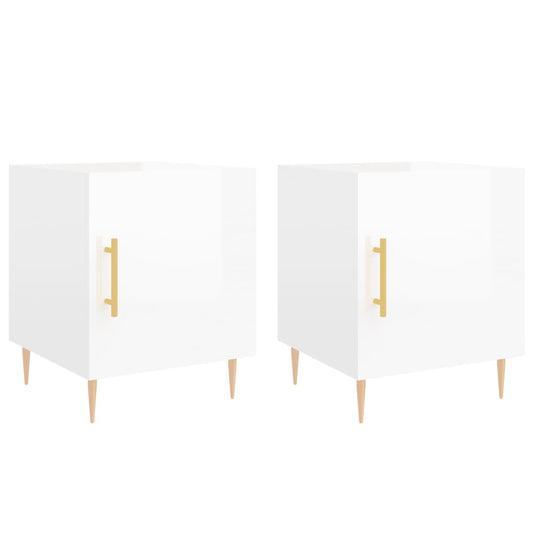 Bedside Cabinets 2 pcs High Gloss White 40x40x50 cm Engineered Wood Bedside Cabinets 2 pcs High Gloss White 40x40x50 cm Engineered Wood