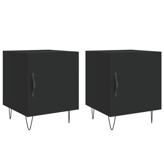Bedside Cabinets 2 pcs Black 40x40x50 cm Engineered Wood Bedside Cabinets 2 pcs Black 40x40x50 cm Engineered Wood