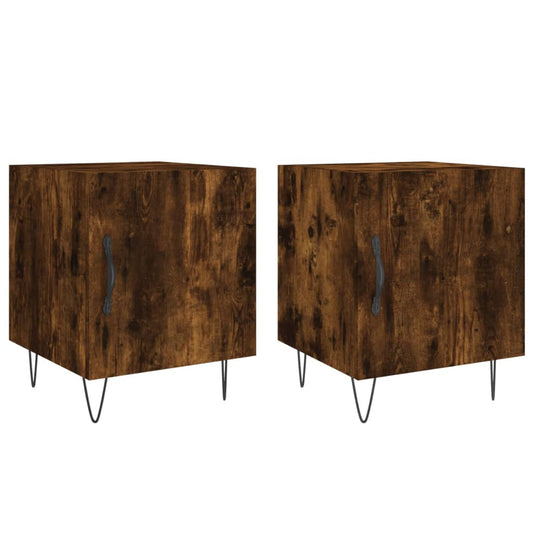 Bedside Cabinets 2 pcs Smoked Oak 40x40x50 cm Engineered Wood Bedside Cabinets 2 pcs Smoked Oak 40x40x50 cm Engineered Wood