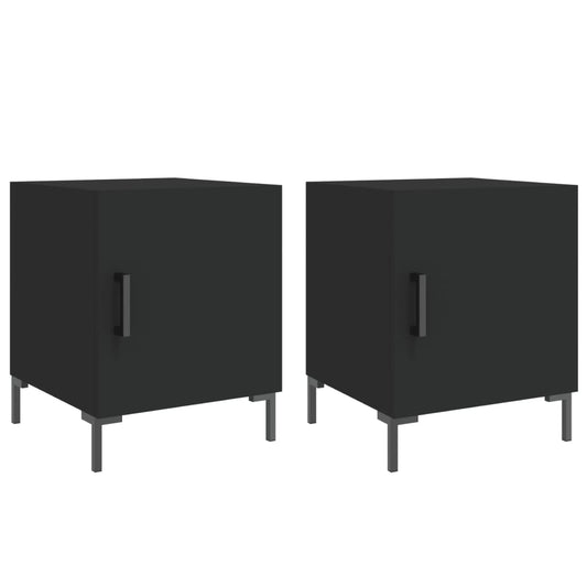 Bedside Cabinets 2 pcs Black 40x40x50 cm Engineered Wood Bedside Cabinets 2 pcs Black 40x40x50 cm Engineered Wood
