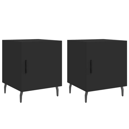 Bedside Cabinets 2 pcs Black 40x40x50 cm Engineered Wood Bedside Cabinets 2 pcs Black 40x40x50 cm Engineered Wood