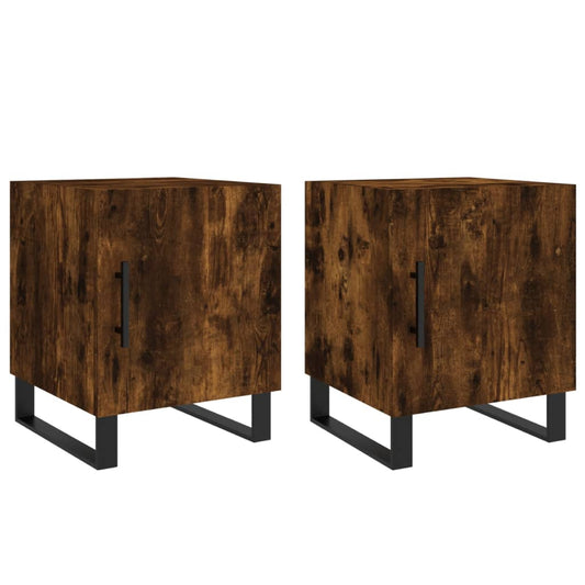 Bedside Cabinets 2 pcs Smoked Oak 40x40x50 cm Engineered Wood Bedside Cabinets 2 pcs Smoked Oak 40x40x50 cm Engineered Wood