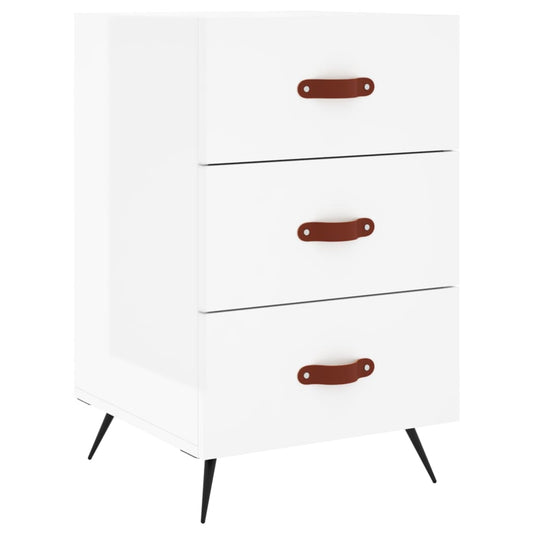 Bedside Cabinet High Gloss White 40x40x66 cm Engineered Wood Bedside Cabinet High Gloss White 40x40x66 cm Engineered Wood