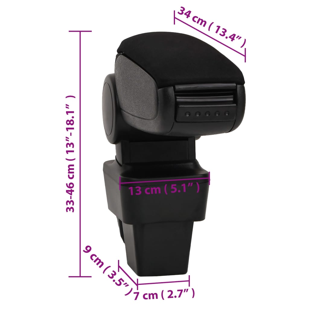 Car Armrest Black 13x34x(33-46) cm ABS