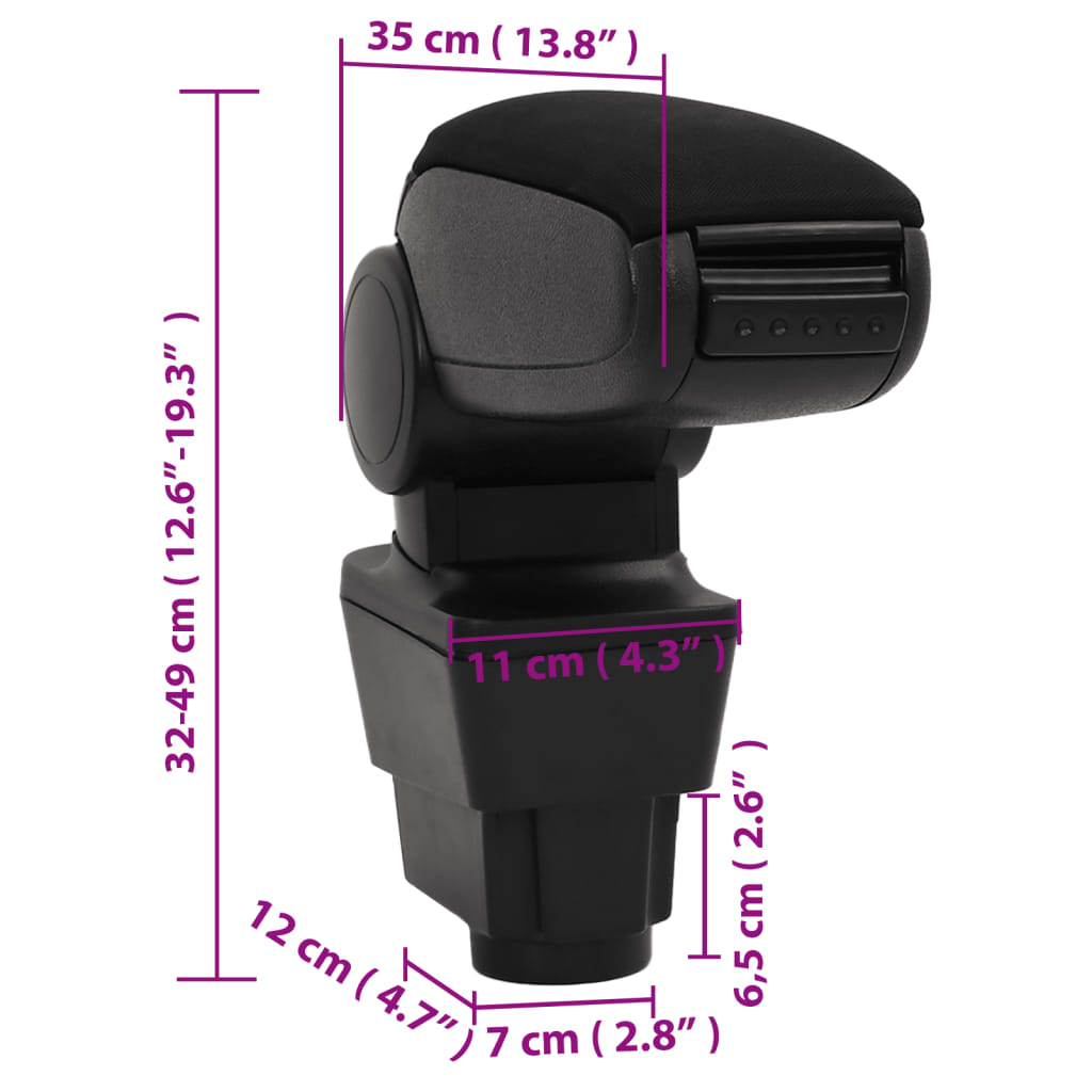 Car Armrest Black 11x35x(32-49) cm ABS