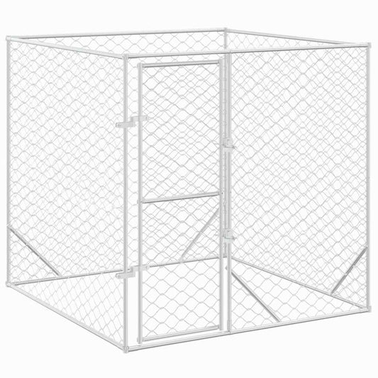 Outdoor Dog Kennel Silver 2x2x2 m Galvanised Steel Outdoor Dog Kennel Silver 2x2x2 m Galvanised Steel