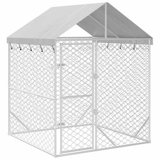 Outdoor Dog Kennel with Roof Silver 2x2x2.5 m Galvanised Steel Outdoor Dog Kennel with Roof Silver 2x2x2.5 m Galvanised Steel