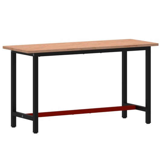 Workbench 150x55x81.5 cm Solid Wood Beech and Metal Workbench 150x55x81.5 cm Solid Wood Beech and Metal