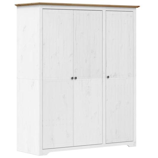 Wardrobe "BODO" White and Brown 146x53,5x173cm Solid Wood Pine Wardrobe "BODO" White and Brown 146x53,5x173cm Solid Wood Pine