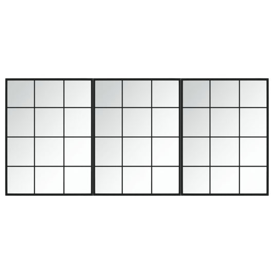 Wall Mirrors 3 pcs Black 80x60 cm Metal Wall Mirrors 3 pcs Black 80x60 cm Metal