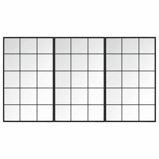 Wall Mirrors 3 pcs Black 100x60 cm Metal Wall Mirrors 3 pcs Black 100x60 cm Metal
