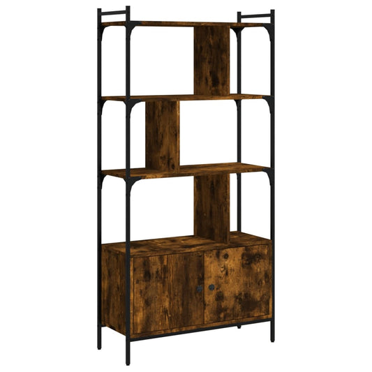 Bookcase with Doors Smoked Oak 76,5x30x154,5 cm Engineered Wood Bookcase with Doors Smoked Oak 76,5x30x154,5 cm Engineered Wood
