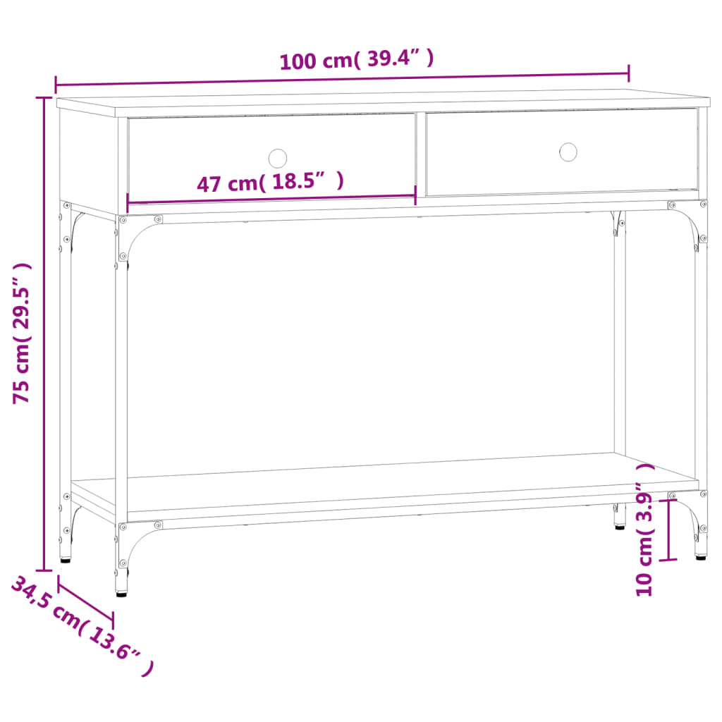 Console Table Smoked Oak 100x34.5x75 cm Engineered Wood