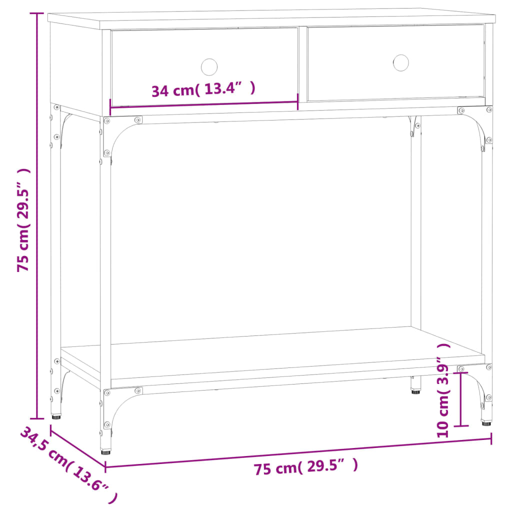 Console Table Sonoma Oak 75x34,5x75 cm Engineered Wood